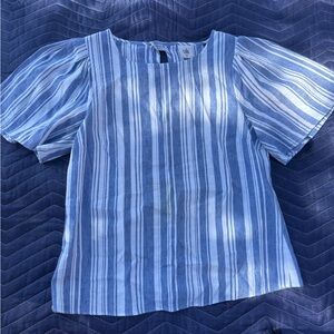 CAbi Navy and White Striped Top